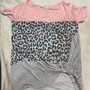 Pink Teal Leopard Boutique top